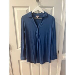 J. Jill Blue Hidden Button Soft Long Sleeve Tunic Too sz S EUC